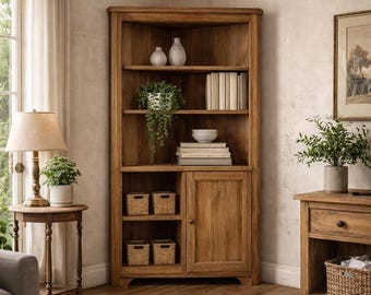 DIY Bauernhaus Ecke Bücherregal Pläne | 72 zoll Hoher Schrank | Holzbearbeitung PDF Download | Detaillierte Schnittliste & Schritt-für-Schritt Bauanleitung