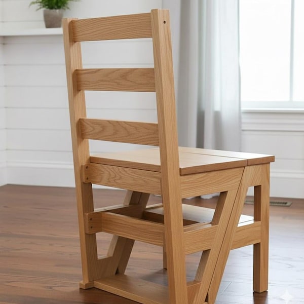 Silla plegable tipo escalera 2 en 1: plano de carpintería (PDF paso a paso)