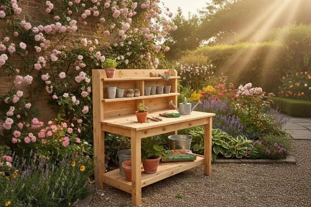 Modern DIY Potting Bench Plans | Outdoor Garden Workstation | Ergonomic ...