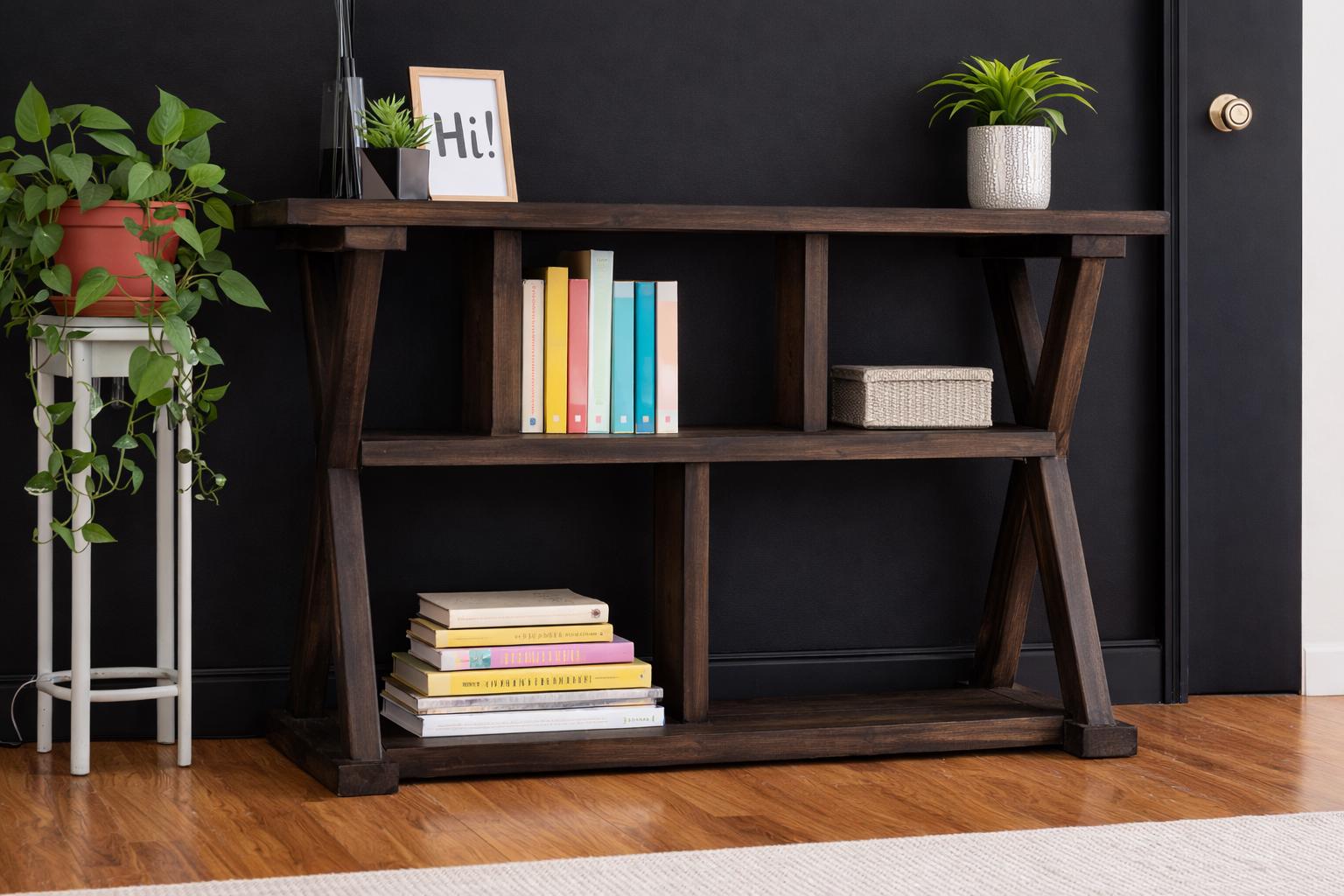 DIY Rustic X-leg Console Table With Shelves Plans | Woodworking Project ...