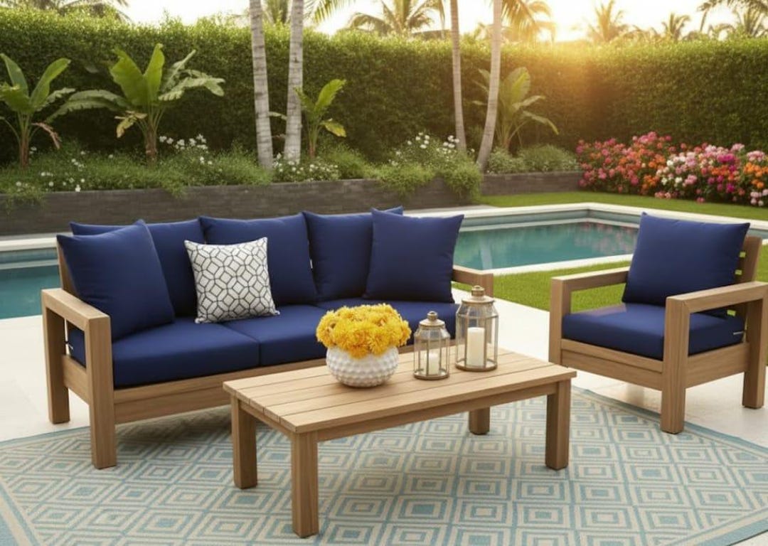 DIY Outdoor Sofa Set Woodworking Plans, 3-piece Patio Furniture Build ...