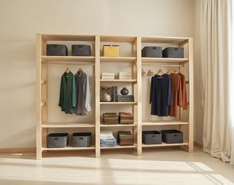 DIYモダン木製クローゼット家具プラン：簡単なドレッシングルーム収納オーガナイザー（PDF）