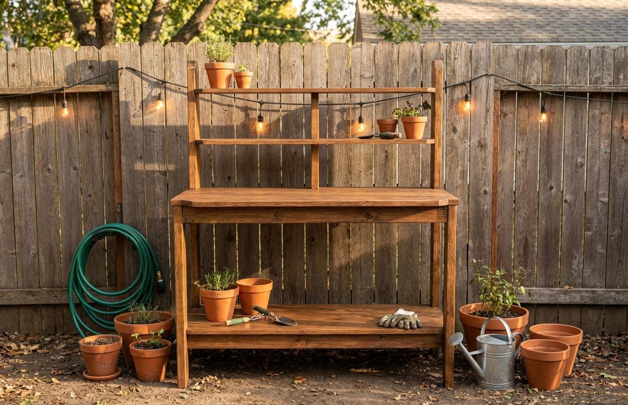 Modern DIY Potting Bench Plans | Outdoor Garden Workstation | Ergonomic ...