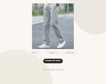 Wykrój na proste spodnie w formacie PDF | Wykrój spodni dla początkujących | Pobierz wersję cyfrową | Wersja do druku w formacie A4 | Modny wykrój do szycia |