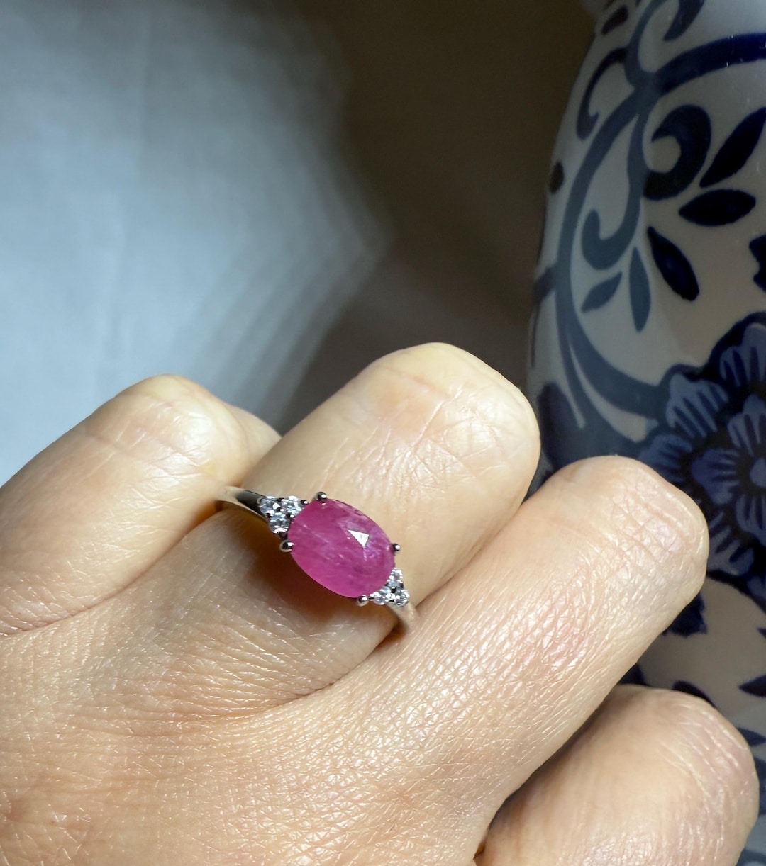Genuine Natural 8x6 Mm Ruby Gemstone Ring, Pure 925 Silver, Size 7 - Etsy