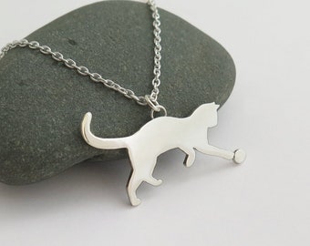 Cat Necklace, Cat Pendant Necklace, Silver Necklace for Women, Animal Jewelry, Silver Cat Necklace, Cat Lover Gift, Unique Silver Necklace