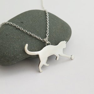 Cat Necklace, Cat Pendant Necklace, Silver Necklace for Women, Animal Jewelry, Silver Cat Necklace, Cat Lover Gift, Unique Silver Necklace