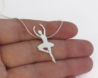Dancer Necklace, Sterling Silver Pendant Necklace, Gift for Ballerina, Dancer Mom, Minimalist Jewelry for Women
