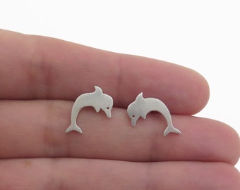 Sterling Silver Dolphin Stud Earrings