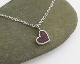 Small Heart Necklace, Heart Pendant Necklace, Purple Heart Necklace, Everyday Jewelry, Silver Necklace for Women,Love Necklace,Cute Necklace