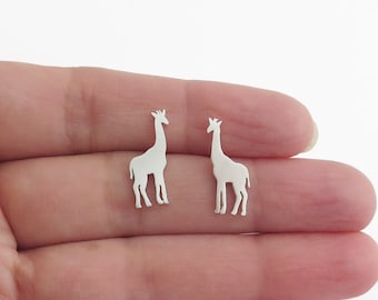 Giraffe Earrings, Silver Stud Earrings, Animal Jewelry, Animal Lover Gift, Giraffe Gift, Minimalist Jewelry, Small Stud Earrings