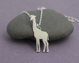 Giraffe Necklace, Sterling Silver Animal Pendant Necklace