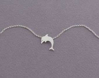 Sterling Silver Dolphin Necklace Pendant - Animal Necklace - Sea Jewelry - Hand Cut