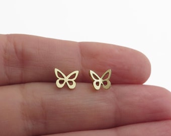 14k Gold Butterfly Stud Earrings