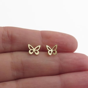 14k Gold Butterfly Stud Earrings