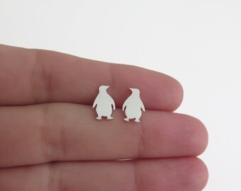 Penguin Earrings, Silver Stud Earrings, Animal Jewelry, Minimalist Jewelry, Tiny Earrings, Small Stud Earring,Penguin Gift,Animal Lover Gift