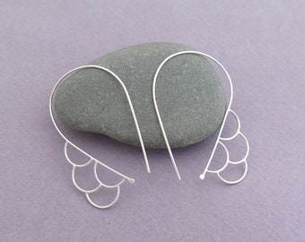 Tropfen Ohrringe, Silber Hoop Ohrringe, Offene Reifen, Einzigartige Hoop Ohrringe, Sterling Silber Ohrringe, Minimalist Schmuck, Dünne Reifen