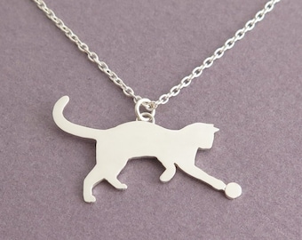 Silver Cat Necklace, Cat Jewelry, Silver Necklace for Women, Cat Necklace, Cat Pendant, Cat Lover Gift, Animal Jewelry, Cat Pendant Necklace