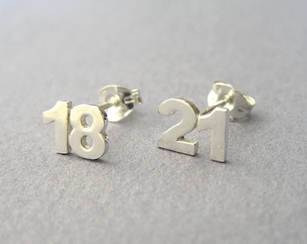 Custom Numbers Earrings - Number Stud Earrings - Two Digits Sterling Silver Studs - Numbers Jewelry - Personalized Earrings - Numbers Gift