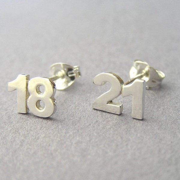 Custom Numbers Earrings - Number Stud Earrings - Two Digits Sterling Silver Studs - Numbers Jewelry - Personalized Earrings - Numbers Gift