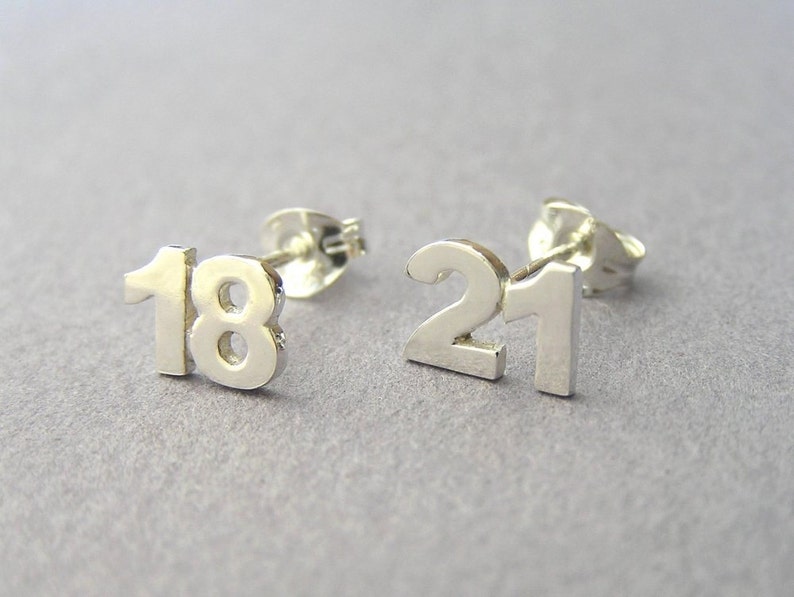 Custom Numbers Earrings Number Stud Earrings Two Digits Etsy