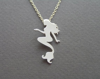 Mermaid Pendant Necklace - Sterling Silver Hand cut Silhouette