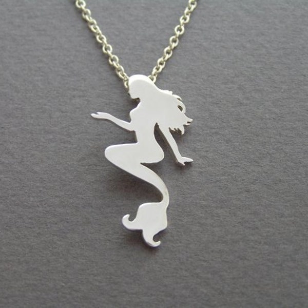 Mermaid Pendant Necklace - Sterling Silver Hand cut Silhouette