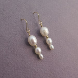 Pearl Earrings, Dangle Gold Filled Earrings image 5