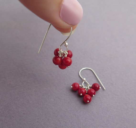 Boucles D'oreilles Longues Vintage En Argent 925 Avec Perles Rouges - Bijoux Bohème Pour Femme
