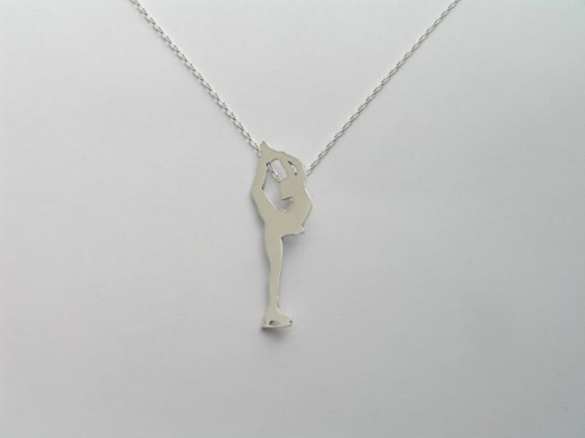 Figure Skater Necklace Pendant Sterling Silver Ice Skating Etsy