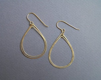 14k Gold Dangle Earrings - 14k gold Teardrop earrings - Solid Gold Earrings - 14k Gold Teardrop Earrings - 14k Gold Wire Earrings