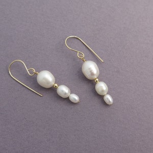 Pearl Earrings, Dangle Gold Filled Earrings image 4