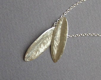 Leaves Necklace Pendant - Silver Leaves Pendant - Olive Leaves - Sterling Silver