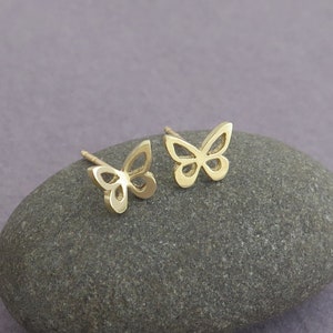 Butterfly Earrings, 14k Gold Studs, Tiny Gold Earrings, Solid Gold Earrings, Butterfly Jewelry, Dainty Gold Earrings, Minimalist Jewelry