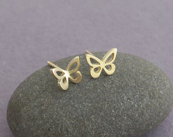 Butterfly Earrings, 14k Gold Studs, Tiny Gold Earrings, Solid Gold Earrings, Butterfly Jewelry, Dainty Gold Earrings, Minimalist Jewelry