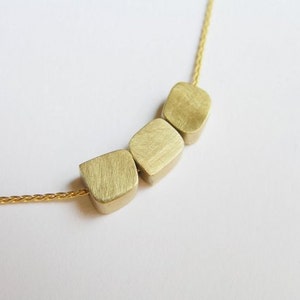 14k Gold Necklace Cubes Necklace Dainty Gold Pendant Necklace image 1