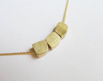 14k Gold Necklace - Cubes Necklace -  Dainty Gold Pendant Necklace