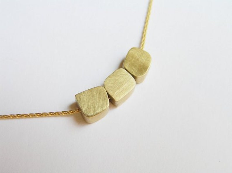 14k Gold Necklace Cubes Necklace Dainty Gold Pendant Necklace image 1