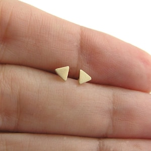 Tiny Triangle Earrings - 14k Gold Earrings - Solid Gold Studs - Tiny Gold Earrings - 14k Gold Studs - Minimalist Earring - Geometric Earring