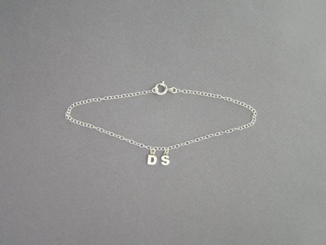 Ankle Bracelet Initials Bracelet Silver Anklet Letters Etsy