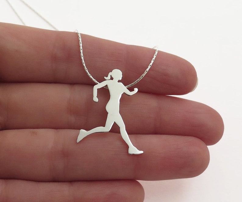 Runner Necklace Running Woman Pendant Sterling Silver Etsy UK
