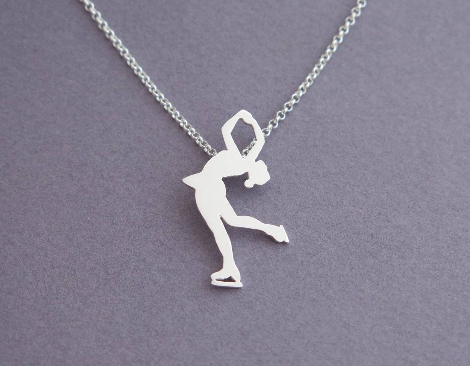 Figure Skating Necklace Ice Skating Jewelry Sterling Etsy
