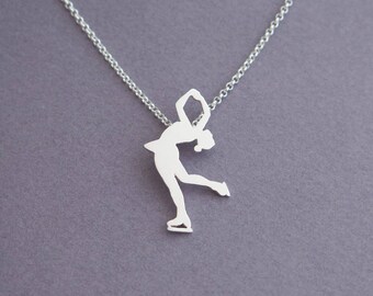 Figure Skating Necklace - Ice Skating Jewelry - Sterling Silver