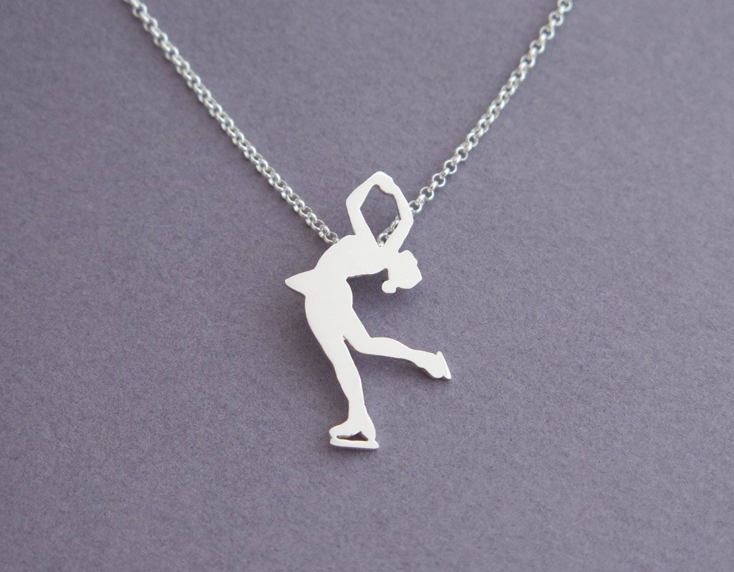 Figure Skating Necklace Ice Skating Jewelry Sterling Etsy