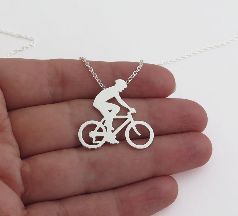 Bicycle Necklace Pendant Bike Rider Pendant Sterling Etsy