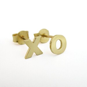 14k Gold Earrings - 14k Gold XO Earrings - 14k Gold Studs - Letters