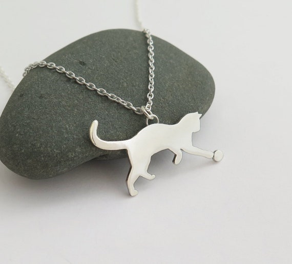 Collana Con Ciondolo Gatto In Argento Sterling 925 - Gioiello Per Amanti Dei Gatti, Regalo Per Donne E Ragazze (Catena 45cm)