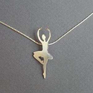 Silver Ballerina Necklace Pendant Ballet Dancer Ballerina Silhouette Hand Cut Sterling Silver image 1