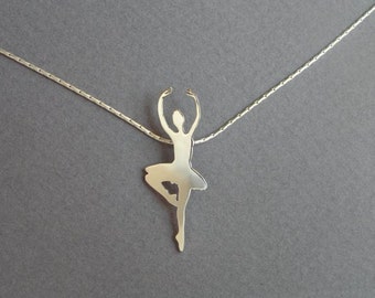 Silver Ballerina Necklace Pendant - Ballet Dancer - Ballerina Silhouette - Hand Cut - Sterling Silver