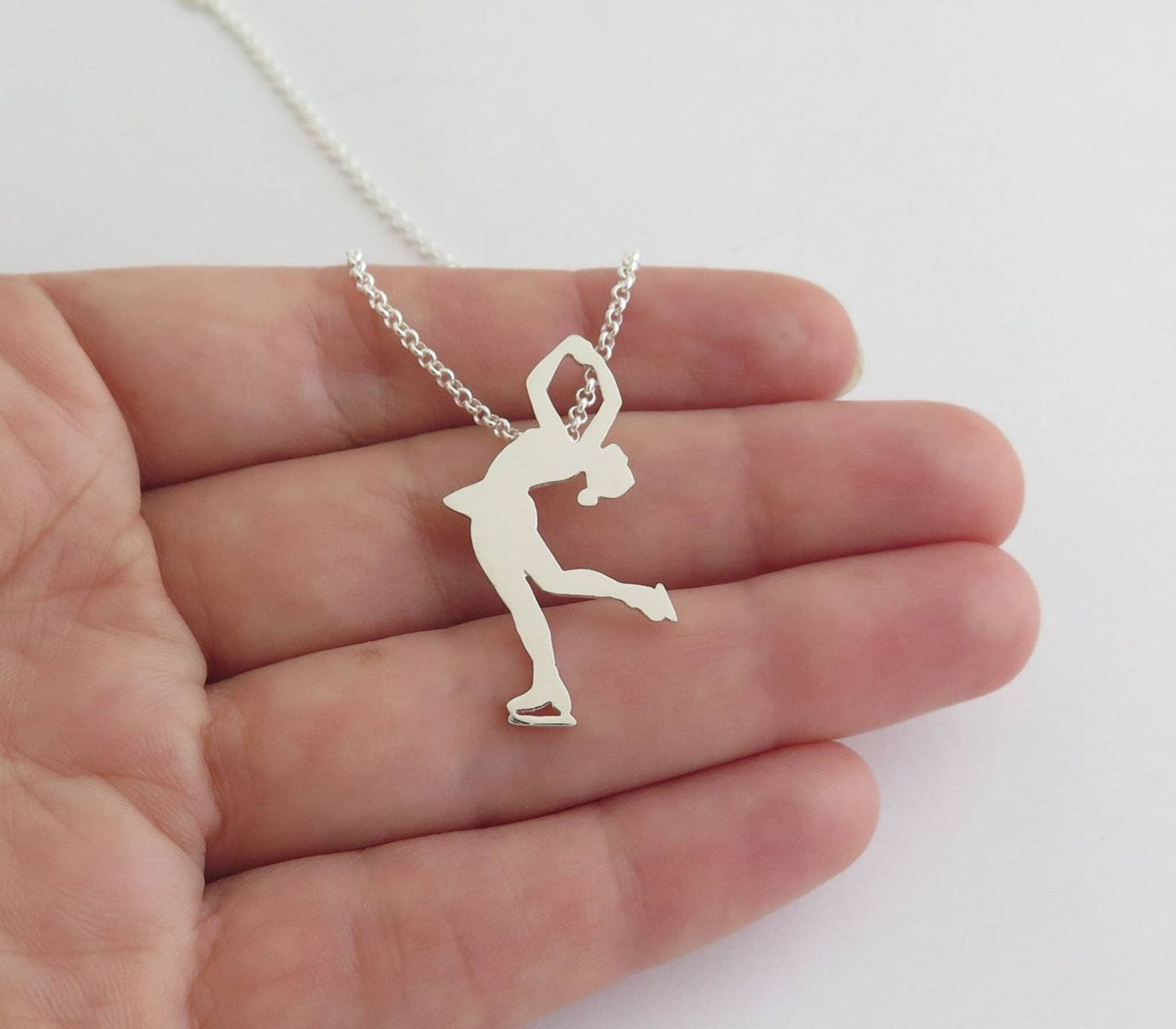 Figure Skating Necklace Ice Skating Jewelry Sterling Etsy